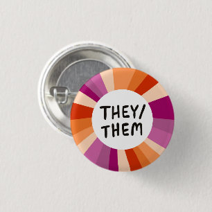 THEY/THEM Pronouns Colourful Circle Lesbian Pride 3 Cm Round Badge