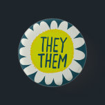THEY / THEM Pronouns Flower Pride Handlettered  3 Cm Round Badge<br><div class="desc">Decorate your outfit with this cool art button. Makes a great  gift! You can customise it and add text too. Check my shop for lots more colours and patterns! Let me know if you'd like something custom too.</div>