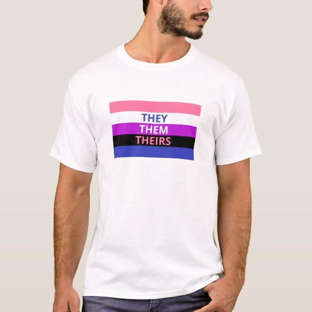 They/Them Pronouns Genderfluid Flag Basic T-Shirt (Front)