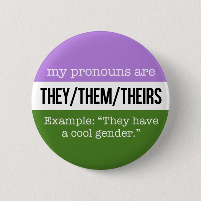 They/Them Pronouns – Genderqueer Flag 6 Cm Round Badge (Front)