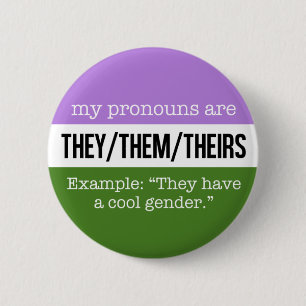 They/Them Pronouns – Genderqueer Flag 6 Cm Round Badge