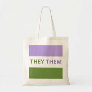 They/Them Pronouns Genderqueer Flag Budget Tote Bag