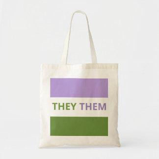 They/Them Pronouns Genderqueer Flag Budget Tote Bag