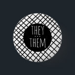 THEY/THEM Pronouns Handmade Grid Black White 3 Cm Round Badge<br><div class="desc">Decorate your outfit with this cool art button. Makes a great  gift! You can customise it and add text too. Check my shop for lots more colours and patterns! Let me know if you'd like something custom too.</div>