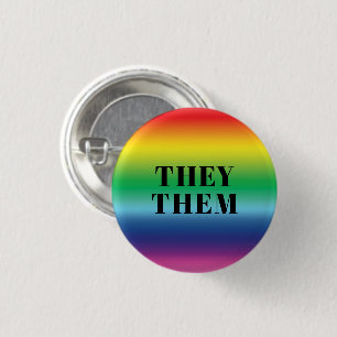 They, Them, Pronouns Lgbtq Lgbt Pride Rainbow 3 Cm Round Badge