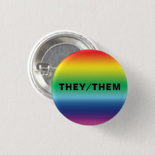 They, Them, Pronouns Lgbtq Lgbt Pride Rainbow 3 Cm Round Badge
