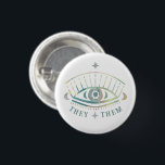 THEY/THEM PRONOUNS Mystical Eye Magical Watercolor 3 Cm Round Badge<br><div class="desc">Decorate your outfit with this cool art button. You can customize it and add text too. Check my shop for lots more colors,  pronouns and patterns of all kinds! Let me know if you'd like something custom too.</div>