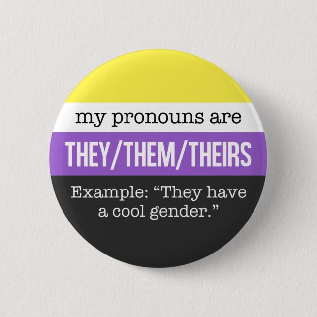 They/Them Pronouns – Nonbinary Flag 6 Cm Round Badge (Front)