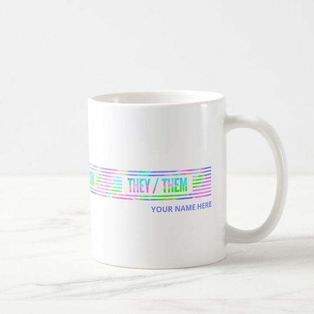 They Them Pronouns Pastel Stripes Coffee Mug (Right)