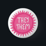 THEY/THEM Pronouns Pink Sun Pride Handlettered 3 Cm Round Badge<br><div class="desc">Decorate your outfit with this cool art button. Makes a great  gift! You can customize it and add text too. Check my shop for lots more colors and patterns! Let me know if you'd like something custom too.</div>