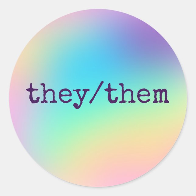They/Them Pronouns Prismatic Rainbow Stickers (Front)