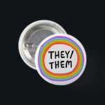 THEY/THEM Pronouns Rainbow Circle 3 Cm Round Badge<br><div class="desc">Decorate your outfit with this cool art button. You can customize it and add text too. Check my shop for lots more colors and patterns! Let me know if you'd like something custom too.</div>