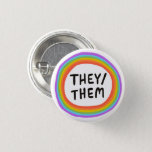 THEY/THEM Pronouns Rainbow Circle 3 Cm Round Badge<br><div class="desc">Decorate your outfit with this cool art button. You can customize it and add text too. Check my shop for lots more colors and patterns! Let me know if you'd like something custom too.</div>