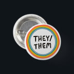 THEY/THEM Pronouns Rainbow Soft Circle Ring  3 Cm Round Badge<br><div class="desc">Decorate your outfit with this cool art button. You can customise it and add text too. Check my shop for lots more colours and patterns! Let me know if you'd like something custom too.</div>