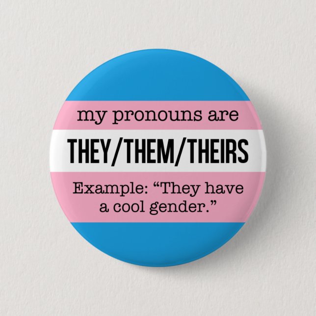 They/Them Pronouns – Transgender Flag 6 Cm Round Badge (Front)