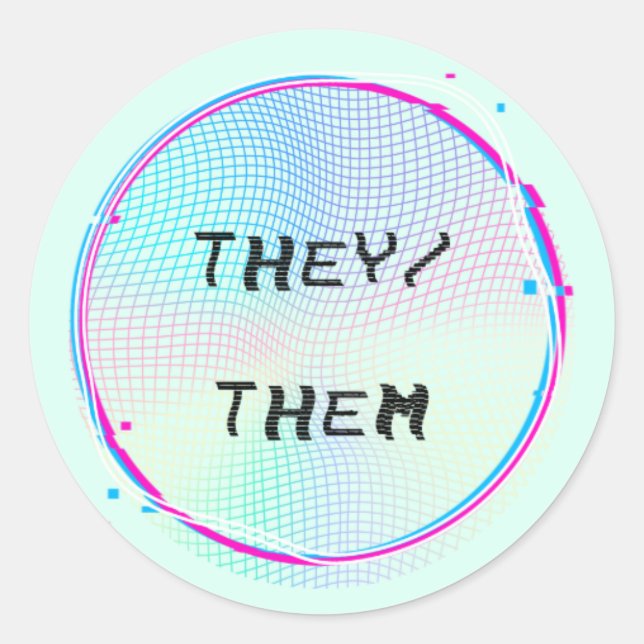They/Them Retro Glitch Sticker (Front)