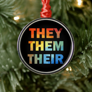 They Them Their Gender Pronouns   Metal Tree Decoration
