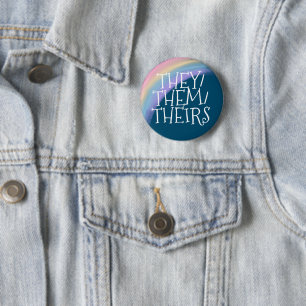 They Them Theirs Pronoun 6 Cm Round Badge