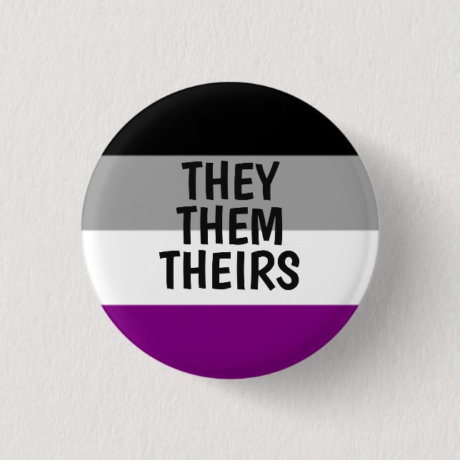 they/them/theirs pronouns ace asexual pride flag 3 cm round badge (Front)