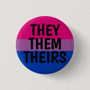 they/them/theirs pronouns bisexual pride flag 3 cm round badge