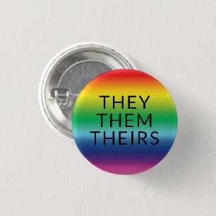 They, Them, Theirs Pronouns Lgbtq Pride rainbow 3 Cm Round Badge