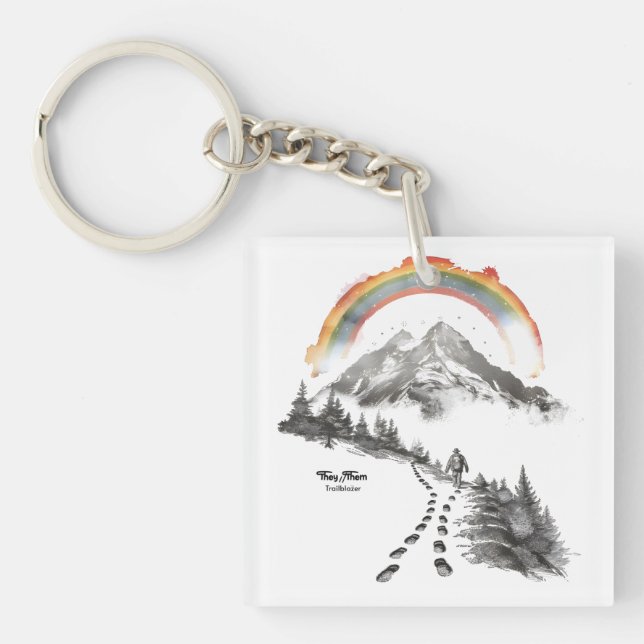 They/Them Trailblazer – LGBTQ Pride Camping Art,  Key Ring (Front)