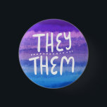 THEY/THEY Pronouns Colourful Handletter Watercolor<br><div class="desc">Decorate your outfit with this cool art button. Makes a great  gift! You can customise it and add text too. Check my shop for lots more colours and patterns! Let me know if you'd like something custom too.</div>
