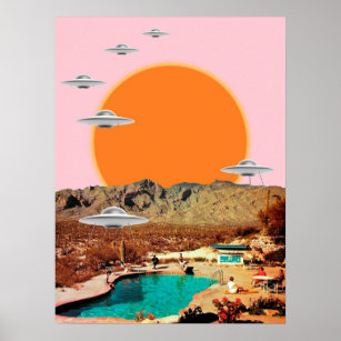 They ve arrived UFOs landing in the desert Poster