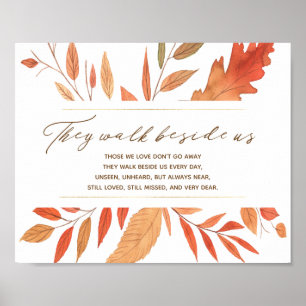 They Walk Beside Us Fall Leaves Wedding Memorial Poster