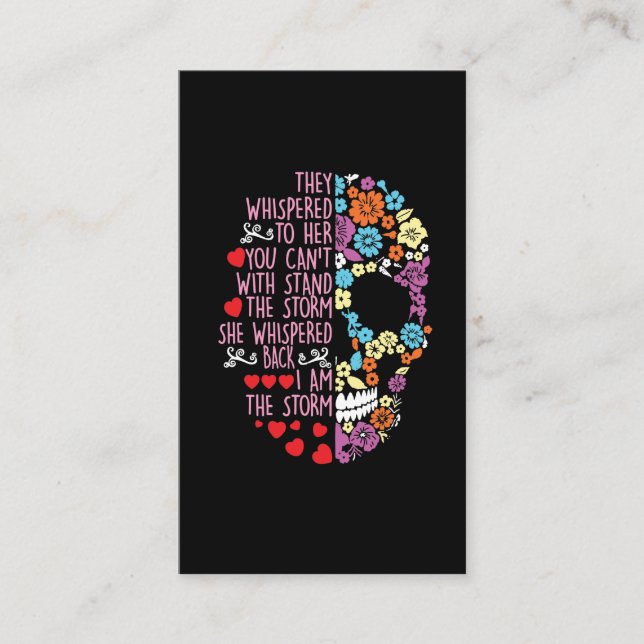 They Whispered To Her Flower Skull Storm Business Card (Front)