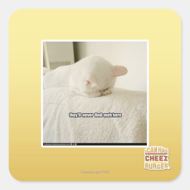 they'll never find meh here square sticker (Front)