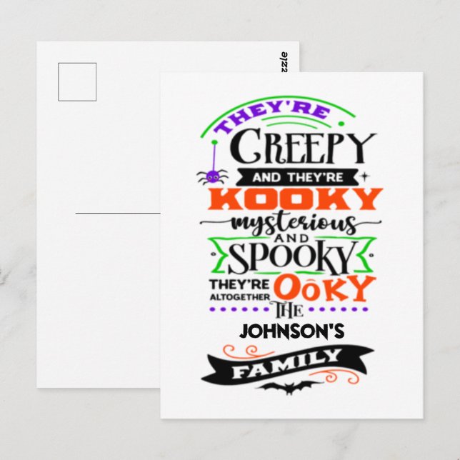 They're Creepy and They're Kooky Mysterious Spooky Postcard (Front/Back)