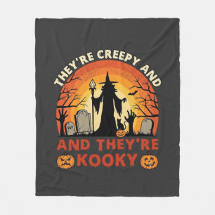 Theyre Creepy Kooky Halloween Witch Graveyard Pump Fleece Blanket
