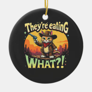 They're eating What Trump Election Cat Cowboy Ceramic Tree Decoration