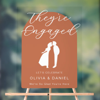 They're Engaged Boho Neutral Acrylic Sign