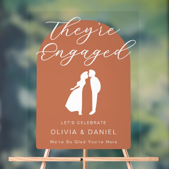They're Engaged Boho Neutral Acrylic Sign (Neutral)