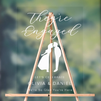 They're Engaged Minimal Script Acrylic Sign