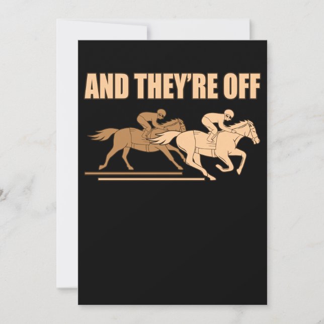 They're Off Horse Racing Barrel Racer Horses Race Invitation (Front)