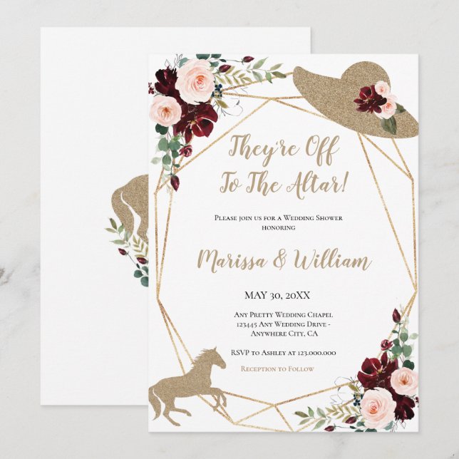 They're Off To The Altar Horse Race Wedding Shower Invitation (Front/Back)