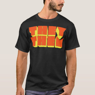 TheyThem Pronouns Retro Style Design 2 T-Shirt