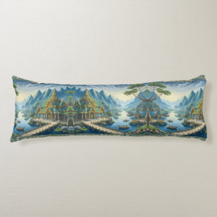 Thibaut Asian Scenic Blue and Green Decorative Body Cushion