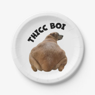 Thicc Boi Fat and Funny Yellow Labrador Retriever Paper Plate