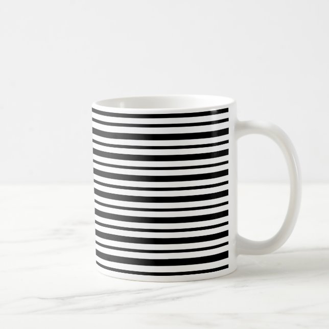 Thick and Thin  Black and White Stripes Coffee Mug (Right)