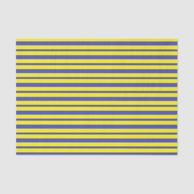 Thick and Thin Blue and Yellow Stripes Tissue Paper (Front)