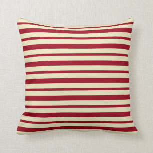 Thick and Thin Burgundy and Cream Stripes Cushion