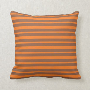 Thick and Thin Orange and Brown Stripes Cushion