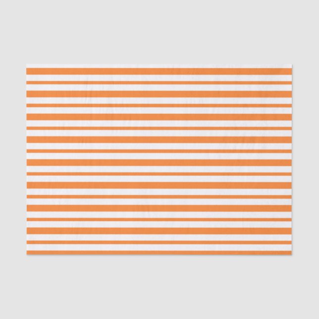 Thick and Thin Orange and White Stripes Tissue Paper (Front)