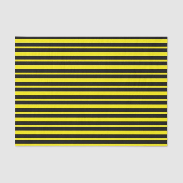 Thick and Thin Yellow and Black Stripes Tissue Paper (Front)
