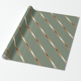 Thick Copper Metallic Diagonal Stripes Wrapping Paper