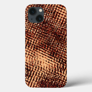 Thick criss-cross scratches in orange with shadow iPhone 13 case